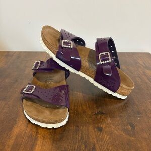 Birki’s, Birkenstock Plum Purple Freeport Sandals, Size 38, Patent Finish